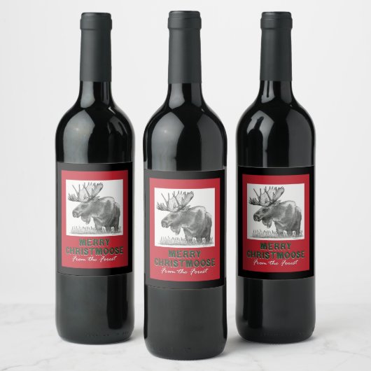 Étiquette Pour Bouteilles De Vin Joyeux Noël MOOSE (Bouteilles)