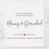 Étiquette Pour Bouteilles De Vin Joyeux Noël Nanny & Grand-mère (Étiquettes simples)