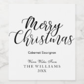 Étiquette Pour Bouteilles De Vin Joyeux Noël Noir et Blanc (Étiquettes simples)