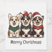 Étiquette Pour Bouteilles De Vin Joyeux Noël Pembroke Welsh Corgi Chiens (Étiquettes simples)