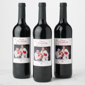 Étiquette Pour Bouteilles De Vin Joyeux Noël Photo de vacances (Bouteilles)