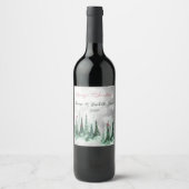 Étiquette Pour Bouteilles De Vin Joyeux Noël Pinède Forêt Cardinal Oiseaux (Devant)