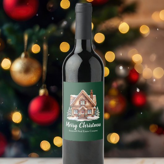 Étiquette Pour Bouteilles De Vin Joyeux Noël Real Estate Company Green Party