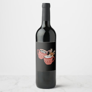 Étiquette Pour Bouteilles De Vin Joyeux Noël Renne Mignon Famille Noël Café