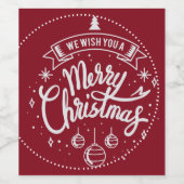 Étiquette Pour Bouteilles De Vin Joyeux Noël Rouge Et Blanc (Étiquettes simples)
