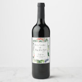 Étiquette Pour Bouteilles De Vin Joyeux Noël Rouge Holly Script moderne (Devant)