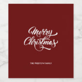 Étiquette Pour Bouteilles De Vin Joyeux Noël rouge profond (Étiquettes simples)