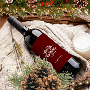 Étiquette Pour Bouteilles De Vin Joyeux Noël rouge profond