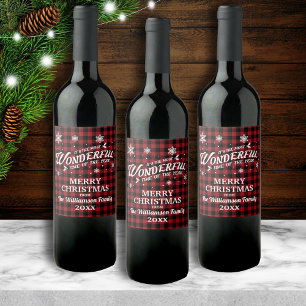 Étiquette Pour Bouteilles De Vin Joyeux Noël rouge vintage