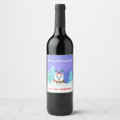 Étiquette Pour Bouteilles De Vin Joyeux Noël Samoyé Avec Un Bouton Elf (Devant)
