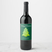 Étiquette Pour Bouteilles De Vin Joyeux Noël Script arbre de Noël vert (Devant)