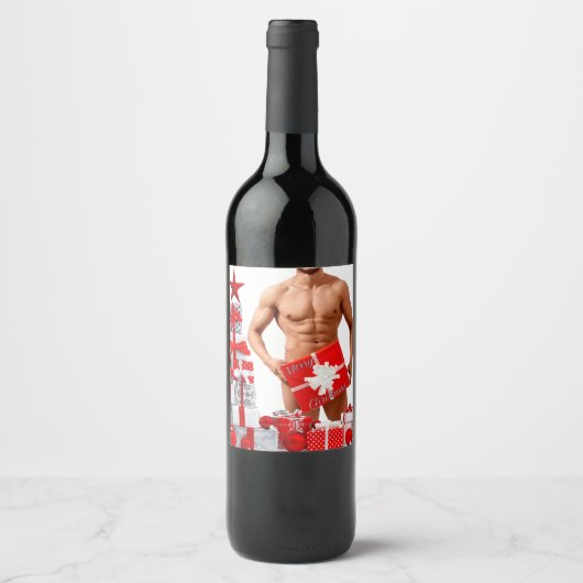 Étiquette Pour Bouteilles De Vin Joyeux Noël SlipperyJoe cadeau blanc rouge argent (Devant)