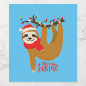 Étiquette Pour Bouteilles De Vin Joyeux Noël Sloth (Étiquettes simples)