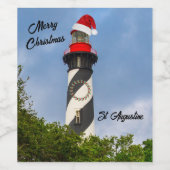 Étiquette Pour Bouteilles De Vin Joyeux Noël St Augustine Florida Lighthouse (Étiquettes simples)