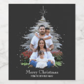 Étiquette Pour Bouteilles De Vin Joyeux Noël tendance Silhouette Photo Grey (Étiquettes simples)