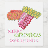 Étiquette Pour Bouteilles De Vin Joyeux Noël Vacances Classique Ruban Candy (Étiquettes simples)