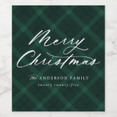 Étiquette Pour Bouteilles De Vin Joyeux Noël vert brossé (Étiquettes simples)