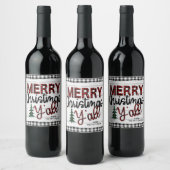 Étiquette Pour Bouteilles De Vin Joyeux Noël Y'all Rustic Plaid Trees Vacances (Bouteilles)
