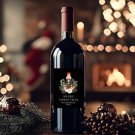Étiquette Pour Bouteilles De Vin Joyeux Noisette de Noël Script Botanique Personnal