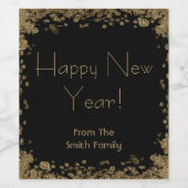 Étiquette Pour Bouteilles De Vin Joyeux Nouvel An élégant or et parties scintillant (Étiquettes simples)