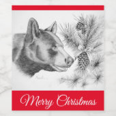 Étiquette Pour Bouteilles De Vin Joyeux Ours Noir Noël (Étiquettes simples)