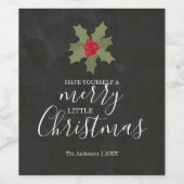 Étiquette Pour Bouteilles De Vin Joyeux petit Noël Holly (Étiquettes simples)