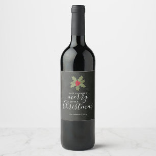 Étiquette Pour Bouteilles De Vin Joyeux petit Noël Holly
