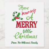 Étiquette Pour Bouteilles De Vin Joyeux petit Noël personnalisé (Étiquettes simples)