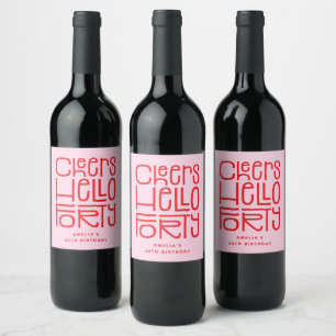 Étiquette Pour Bouteilles De Vin Joyeux Quarantième Anniversaire 'Bonjour Quarante'