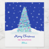 Étiquette Pour Bouteilles De Vin Joyeux sapin rose doux (Étiquettes simples)