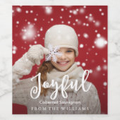 Étiquette Pour Bouteilles De Vin Joyeux Script moderne Noël | Photo de vacances (Étiquettes simples)