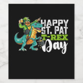 Étiquette Pour Bouteilles De Vin Joyeux St Patrick's Day Pat T Rex Dinosaur (Étiquettes simples)