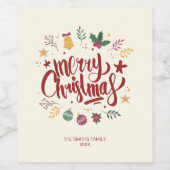 Étiquette Pour Bouteilles De Vin Joyeux texte de typographie de Noël (Étiquettes simples)