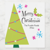 Étiquette Pour Bouteilles De Vin Joyeux vacances Retro (Étiquettes simples)