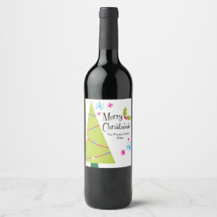 Étiquette Pour Bouteilles De Vin Joyeux vacances Retro