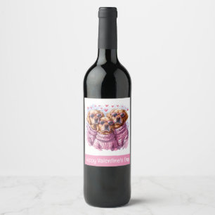 Étiquette Pour Bouteilles De Vin Joyeux Valentines Day Golden Retriever Dogs