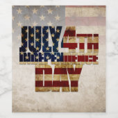 Étiquette Pour Bouteilles De Vin Juillet 4 Jour de l'Indépendance Conception du dra (Étiquettes simples)