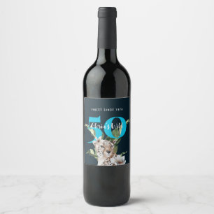 Étiquette Pour Bouteilles De Vin Jungle sauvage Leopard Blue 50e anniversaire drôle