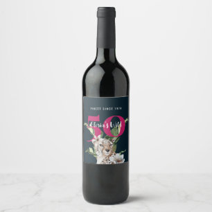 Étiquette Pour Bouteilles De Vin Jungle sauvage léopard rose 50e anniversaire drôle