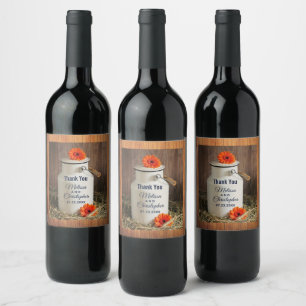 Étiquette Pour Bouteilles De Vin Jus de lait blanc rustique avec Merci de fleurs