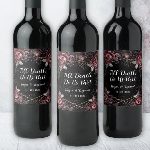Étiquette Pour Bouteilles De Vin Jusqu'à la mort Vin Mariage gothique noir
