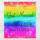 Étiquette Pour Bouteilles De Vin Juste marié Rainbow (Étiquettes simples)