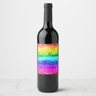 Étiquette Pour Bouteilles De Vin Juste marié Rainbow