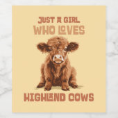 Étiquette Pour Bouteilles De Vin Juste une fille qui aime les vaches Highland (Étiquettes simples)