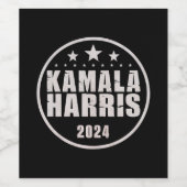 Étiquette Pour Bouteilles De Vin Kamala Harris 2024 Pour Les Élections Rétro Du Pré (Étiquettes simples)