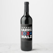 Étiquette Pour Bouteilles De Vin Kamala Harris Walz, Présidente Vice-Présidente (Devant)