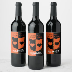 Étiquette Pour Bouteilles De Vin Kawaii Créatif Mignon Chat Spectaculaire Halloween