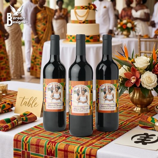 Étiquette Pour Bouteilles De Vin Kente Photo Nom Personnalisé MARIAGE