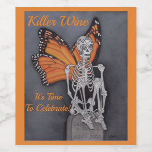 Étiquette Pour Bouteilles De Vin Killer Wine Skeleton Personnaliser Texte 6 Étiquet