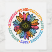 Étiquette Pour Bouteilles De Vin Kindness Peace Equality Love Hope Diversity Human (Étiquettes simples)